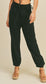 Black Cargo pants for women with elastic ankles and pockets