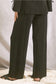 Black textured knit wide leg pants