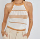 White and orange crocheted halter top