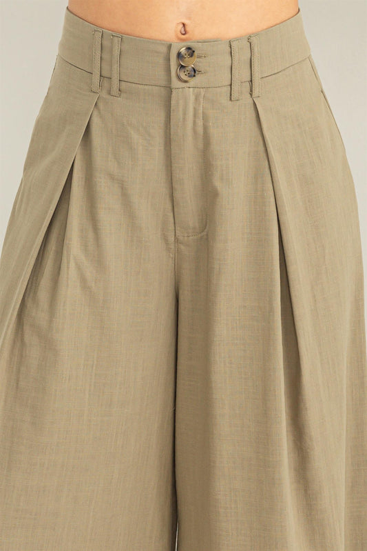 Green khaki wide leg trousers