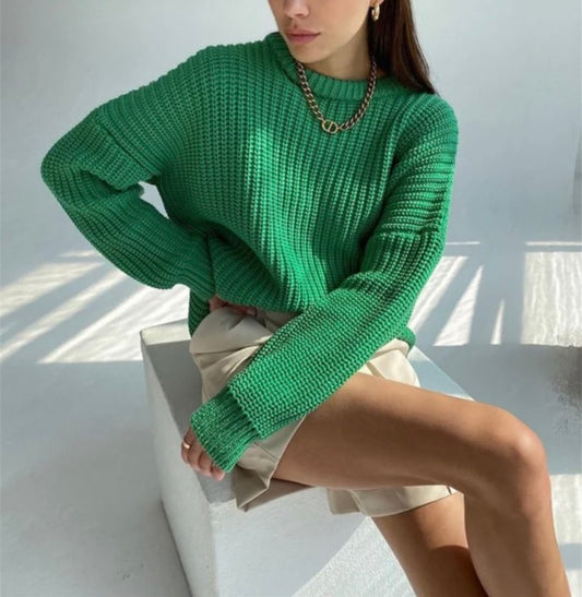 Green knit oversized sweater