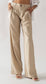 Wide leg khaki pleated trousers