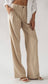 Wide leg khaki pleated trousers